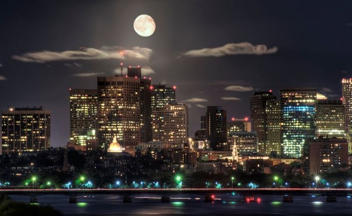 Moon over Boston